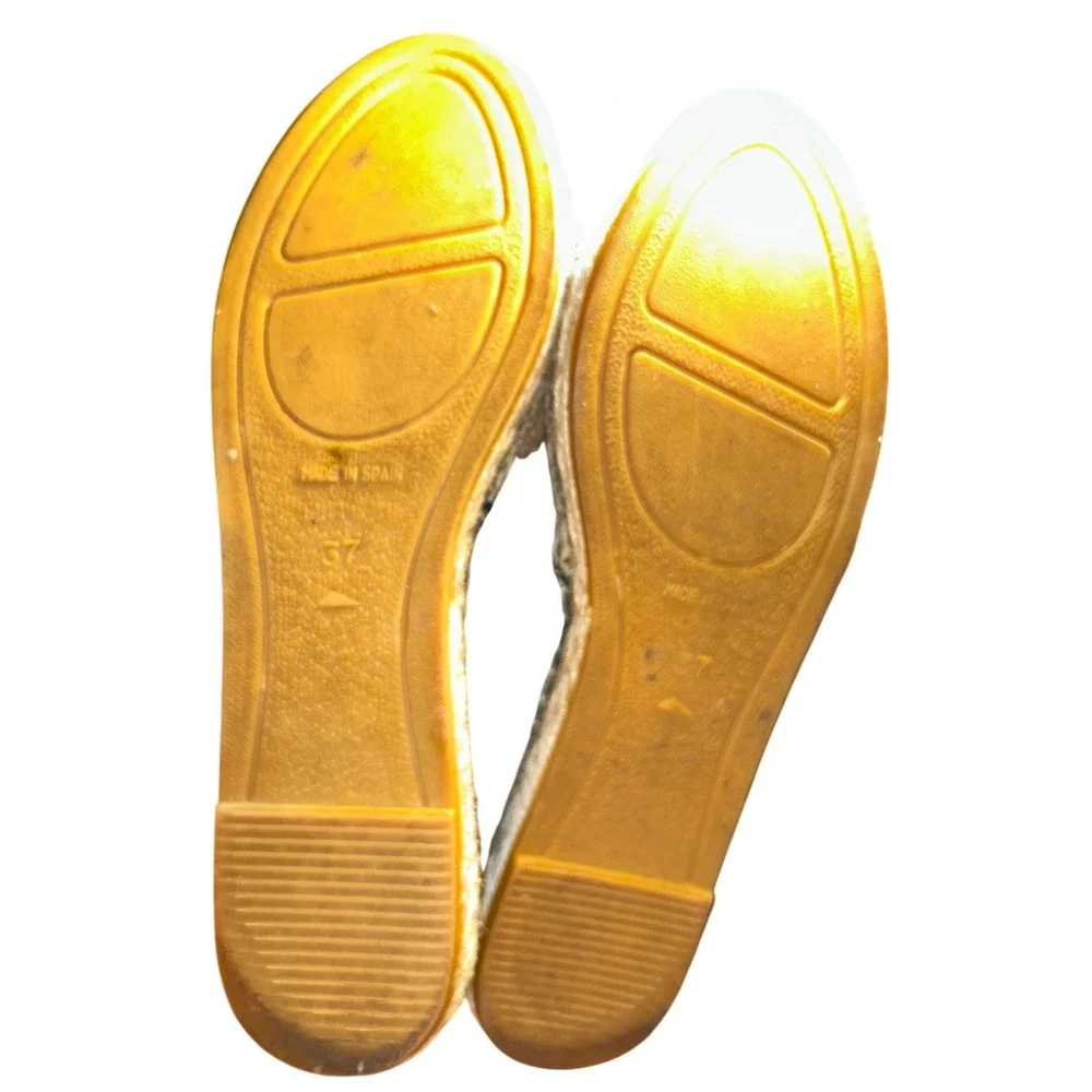 Vidorreta Spain Espadrilles Blue Denim Fringe Sequin Gold Flats Size 37(US 7)